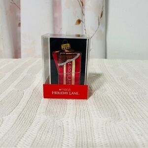 Vintage Holiday Lane Christmas Molded Glass Chocolate Bar Ornament NWOT Box